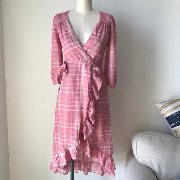 Francesca's Leticia Plaid Wrap Midi Dress - Picture 5 of 8
